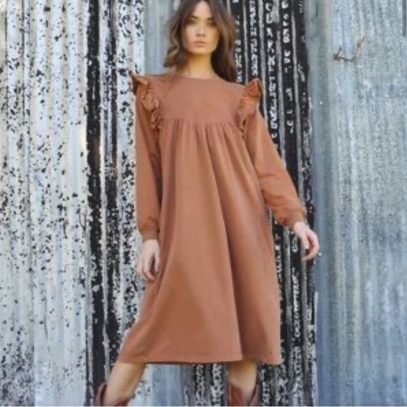 People of Leisure Hannah Dress Saddle Small - Picture 1 of 12